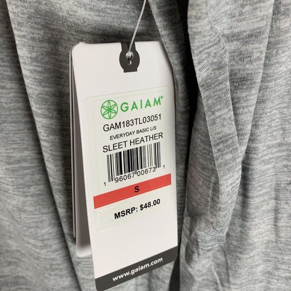 Gaiam T-Shirt Mens Small Sleet Heather Polyester Stretch Everyday Basic NWT 6862 - Picture 3 of 9